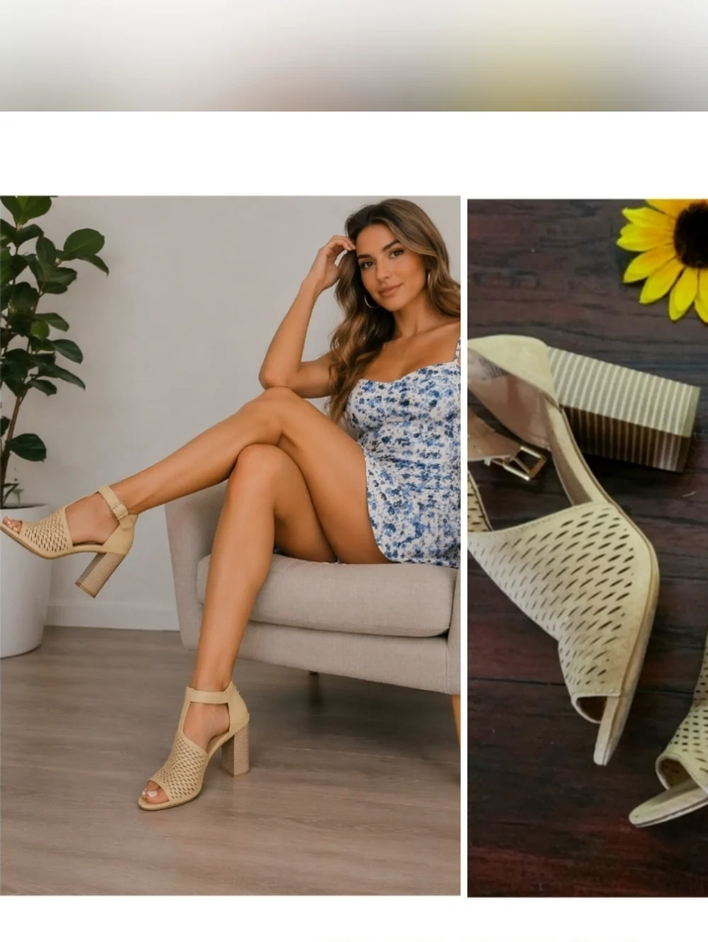 Express Beige Women's Sandals Express High Heels Womens 9 Open Toe Ankle Buckle
